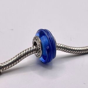 Pandora Blue Ribbon Murano Glass Charm Style 790612 S925 ALE Wide